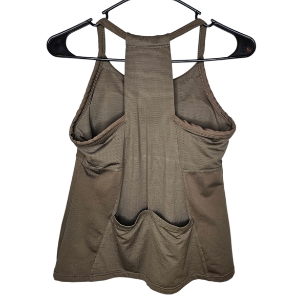 Athleta Racer Mesh Back Vented Tank w/ Built in Bra and 2 Back Pockets Med - Picture 2 of 7